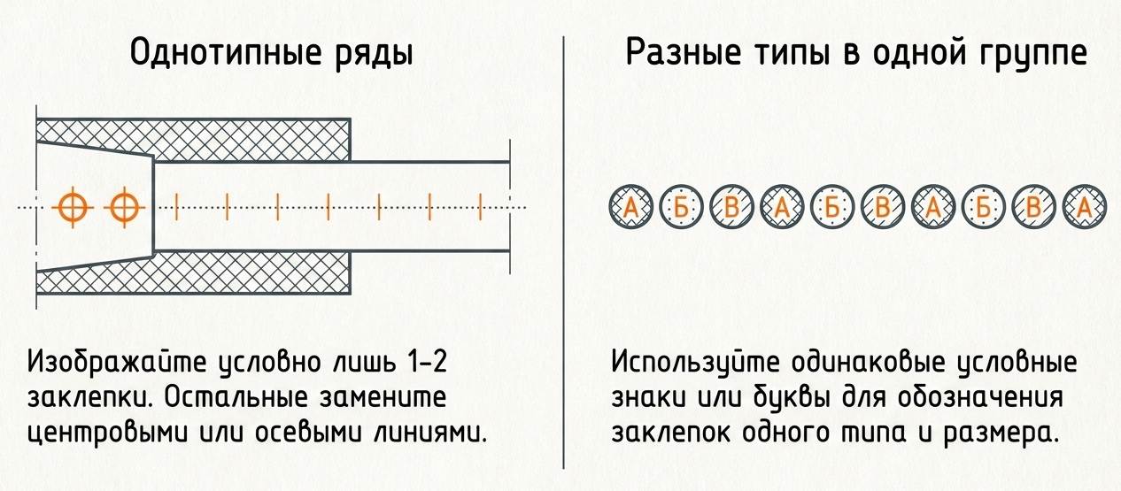 Условное изображение заклепок